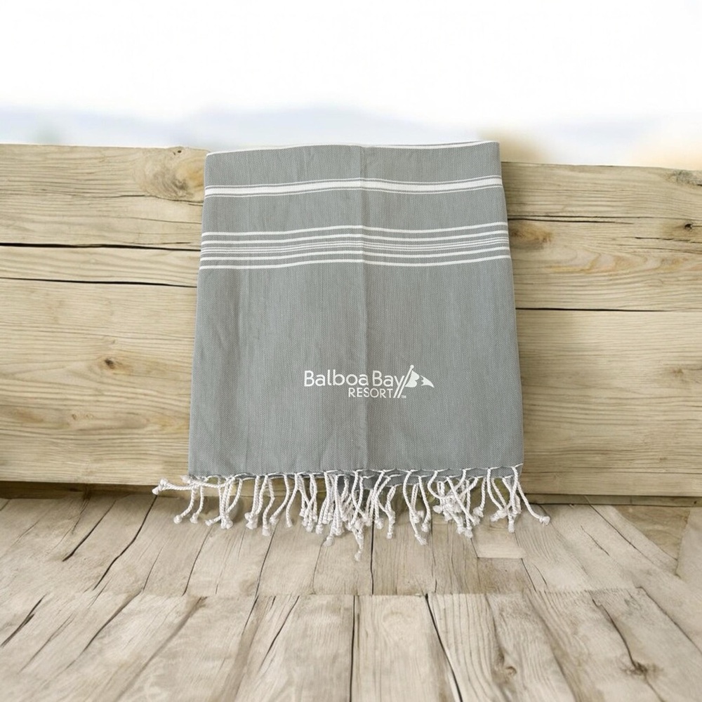 Port Authority Balboa Bay Club Gray and White Patterned Blanket/Towel
